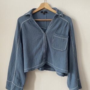 7 FOR ALL MANKIND blue button up shirt